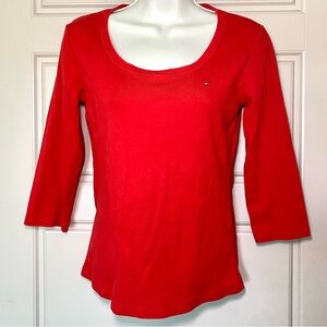 Tommy Hilfiger Women's Long Sleeve Red Top